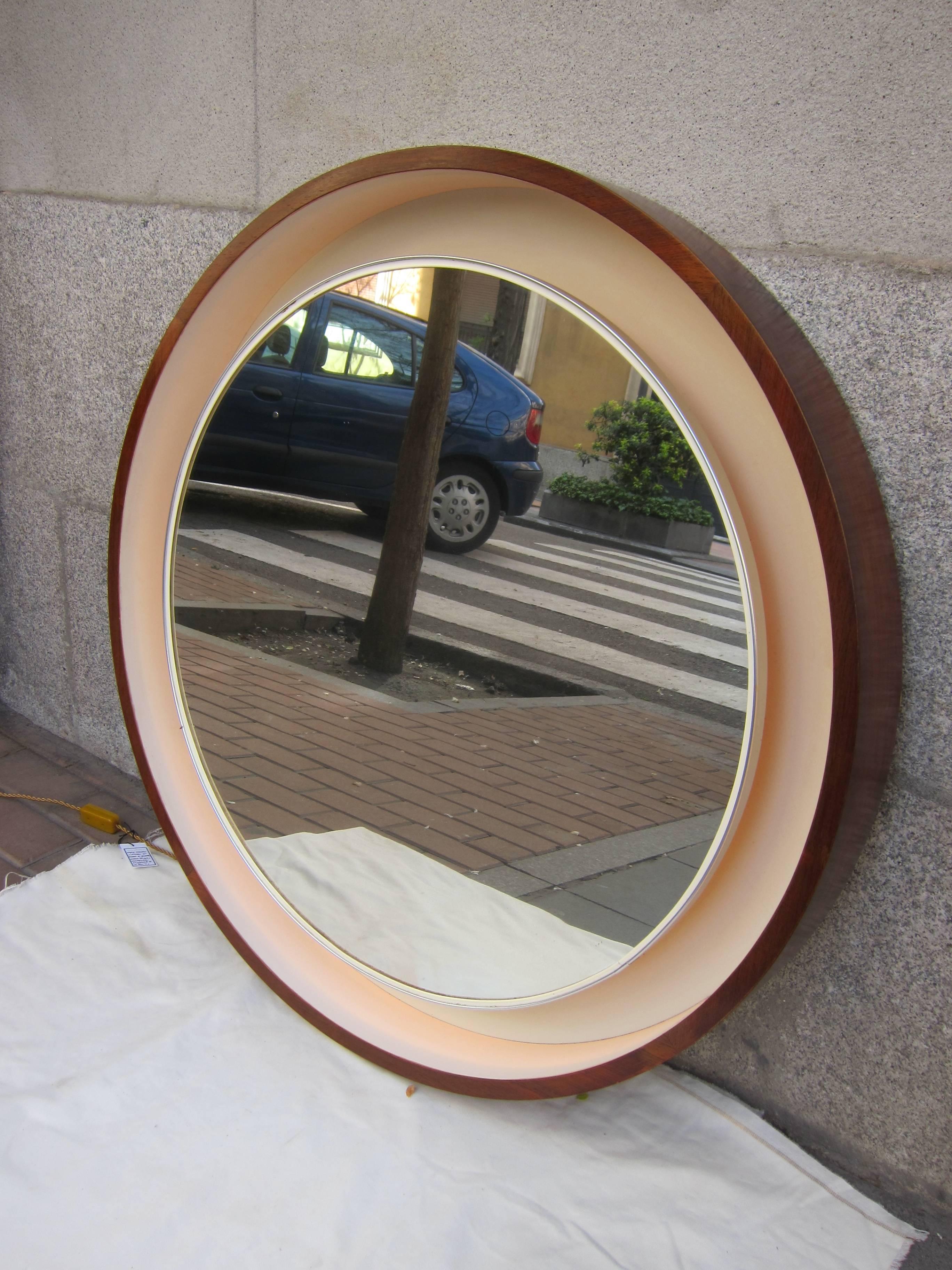 Rosewood and Lacquer with Light Mirror, Scandinavia, 1970 For Sale 5