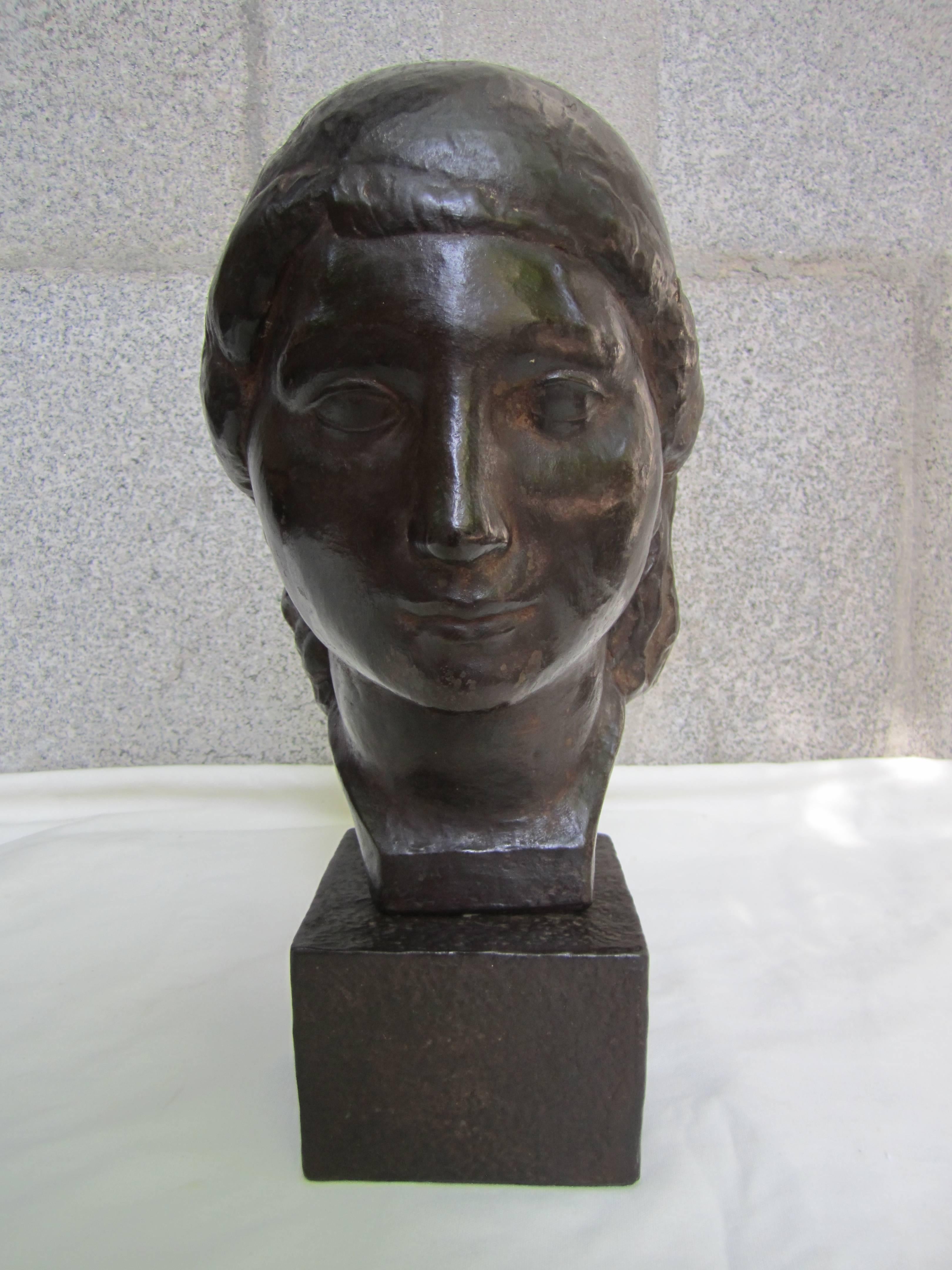 Terracotta Woman's Head Attributed to Androusov, circa 1950 For Sale 3