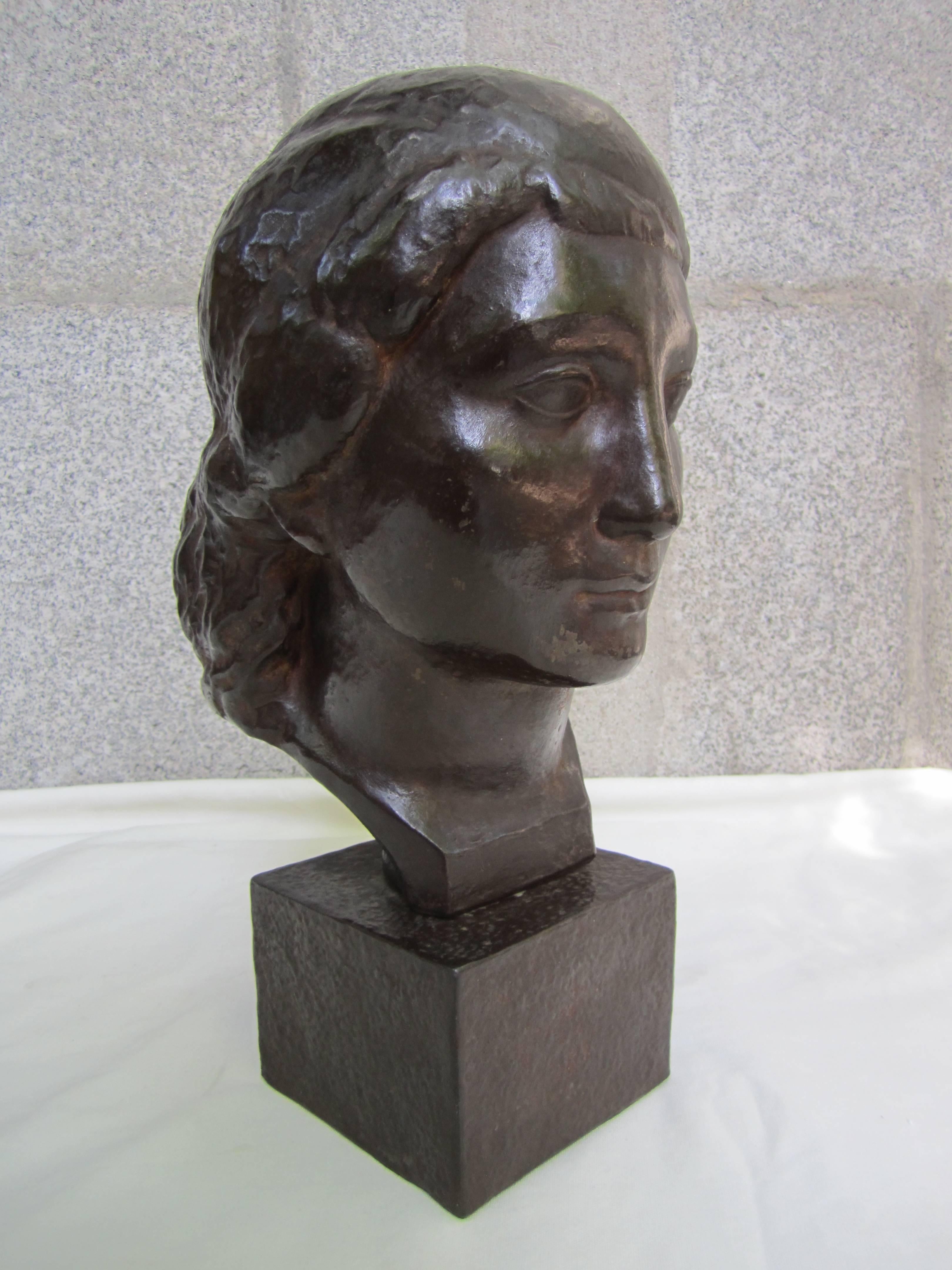 Terracotta Woman's Head Attributed to Androusov, circa 1950 For Sale 4