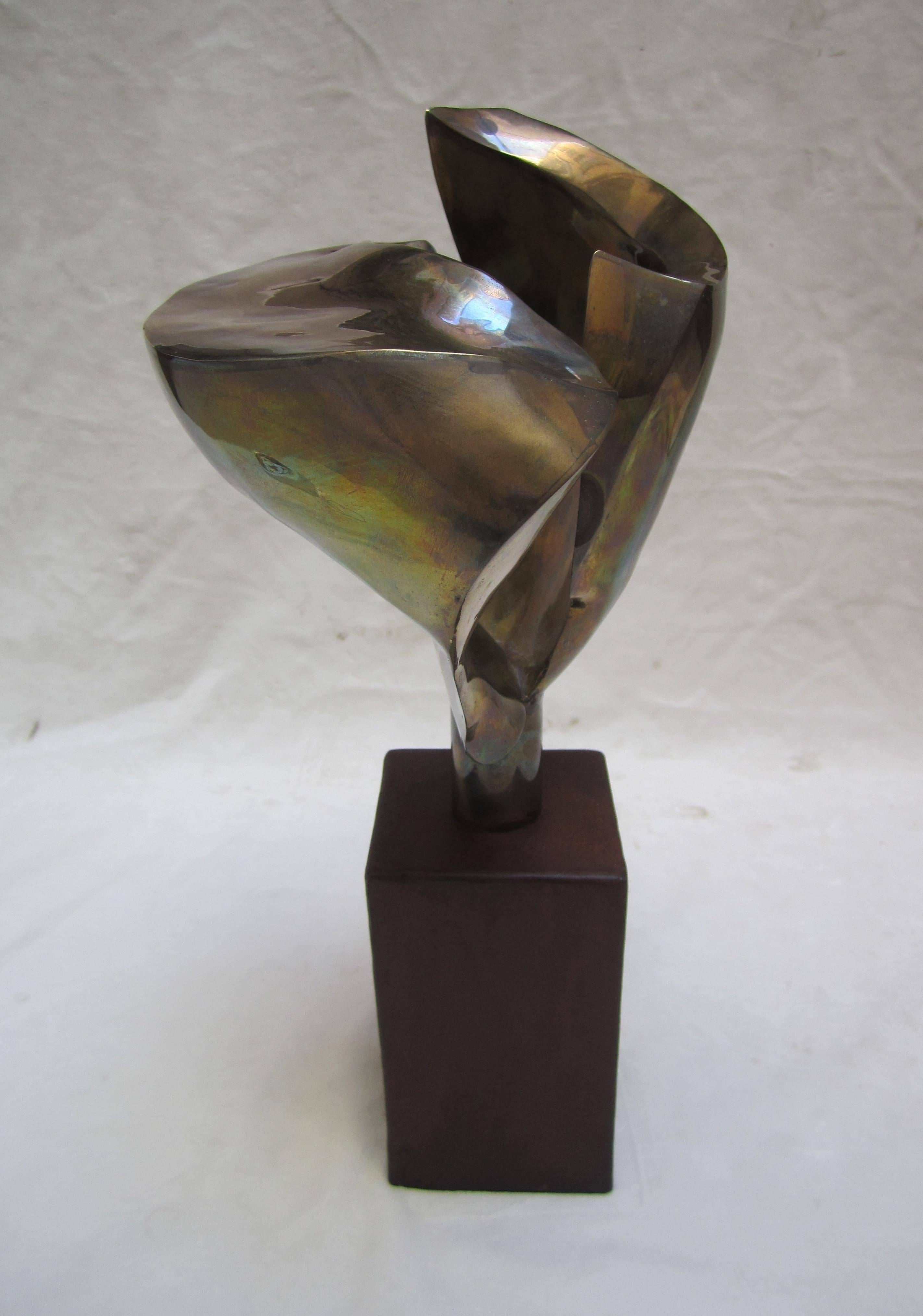 Gilded and Corten Steel Base Sculpture, Sweden, 1970 For Sale 2