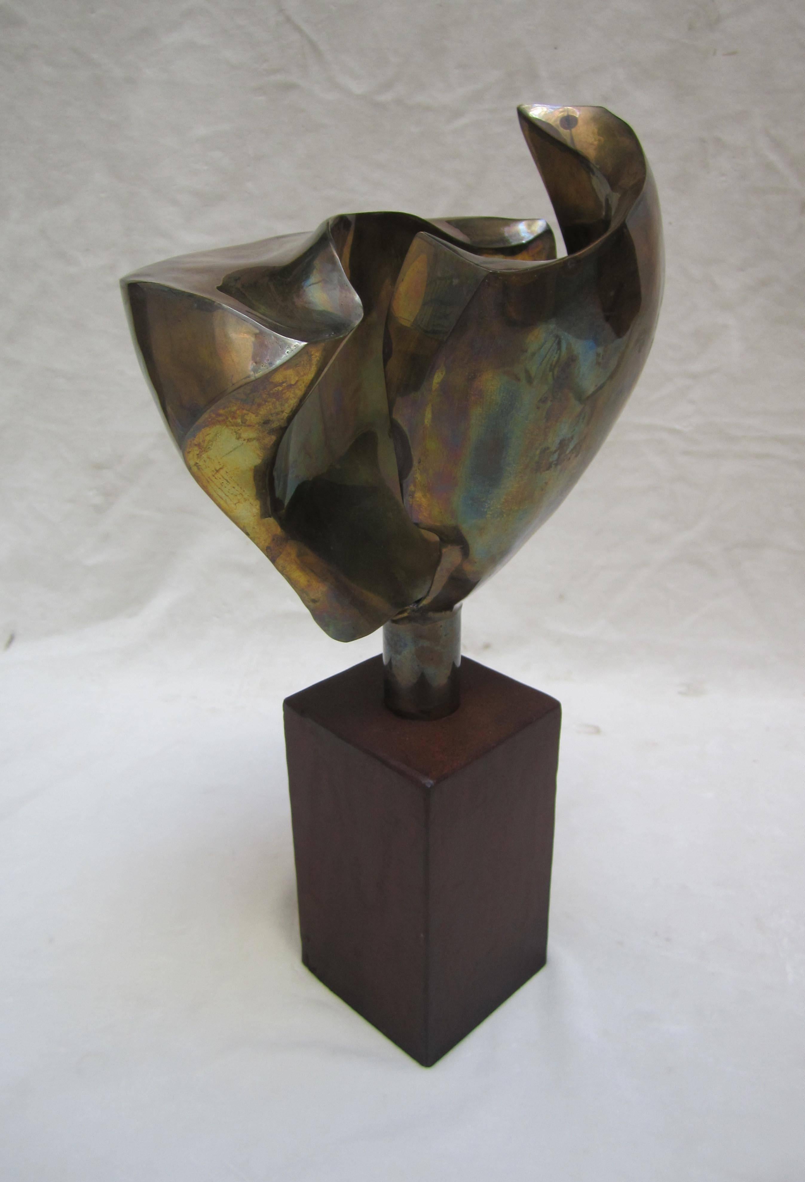 Gilded and Corten Steel Base Sculpture, Sweden, 1970 For Sale 3