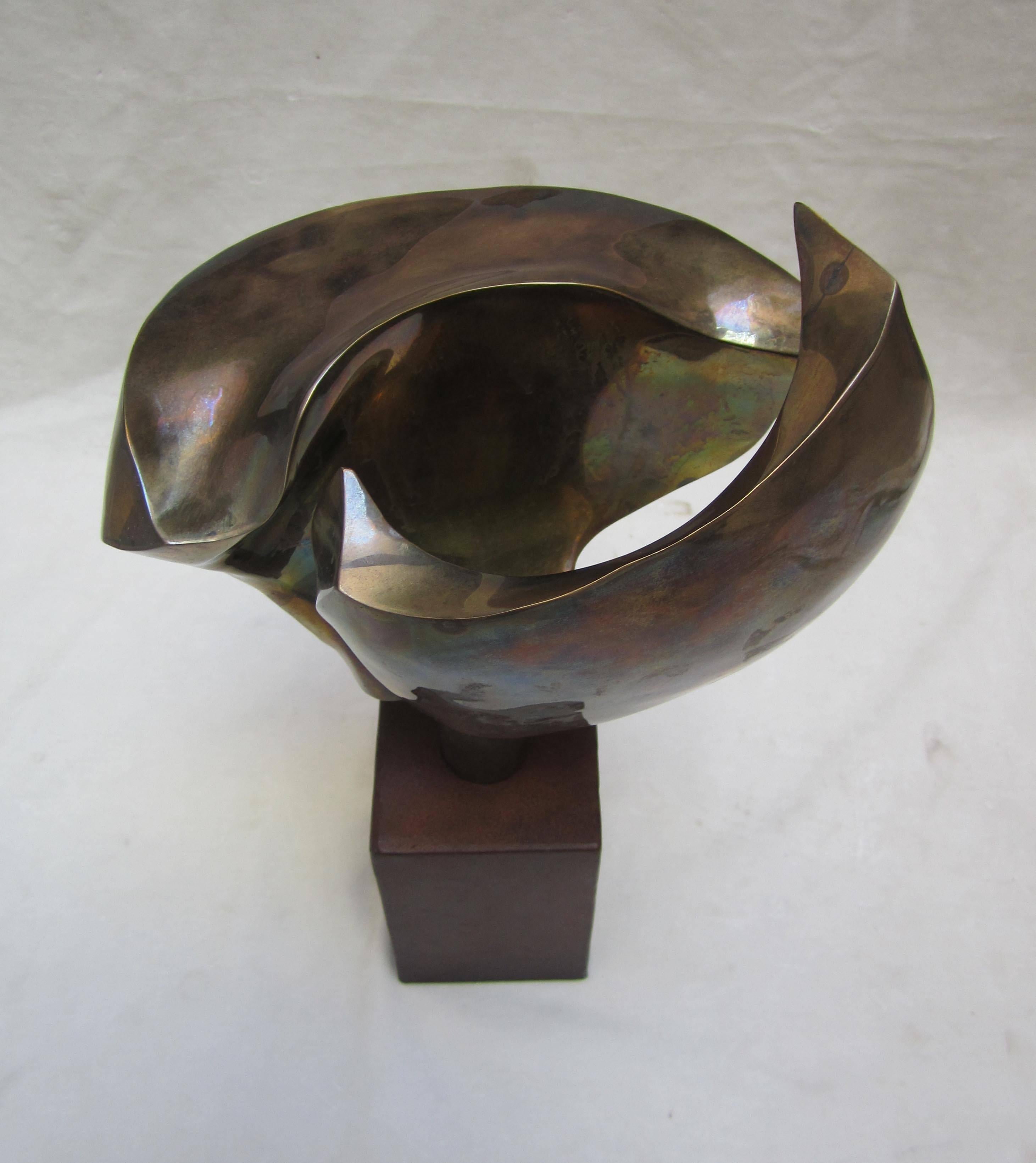 Gilded and Corten Steel Base Sculpture, Sweden, 1970 For Sale 5