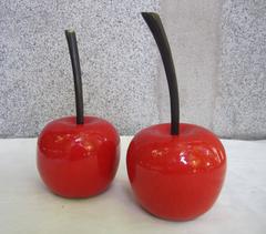 Pair of Porcelain and Brass Cherries, France, 1970