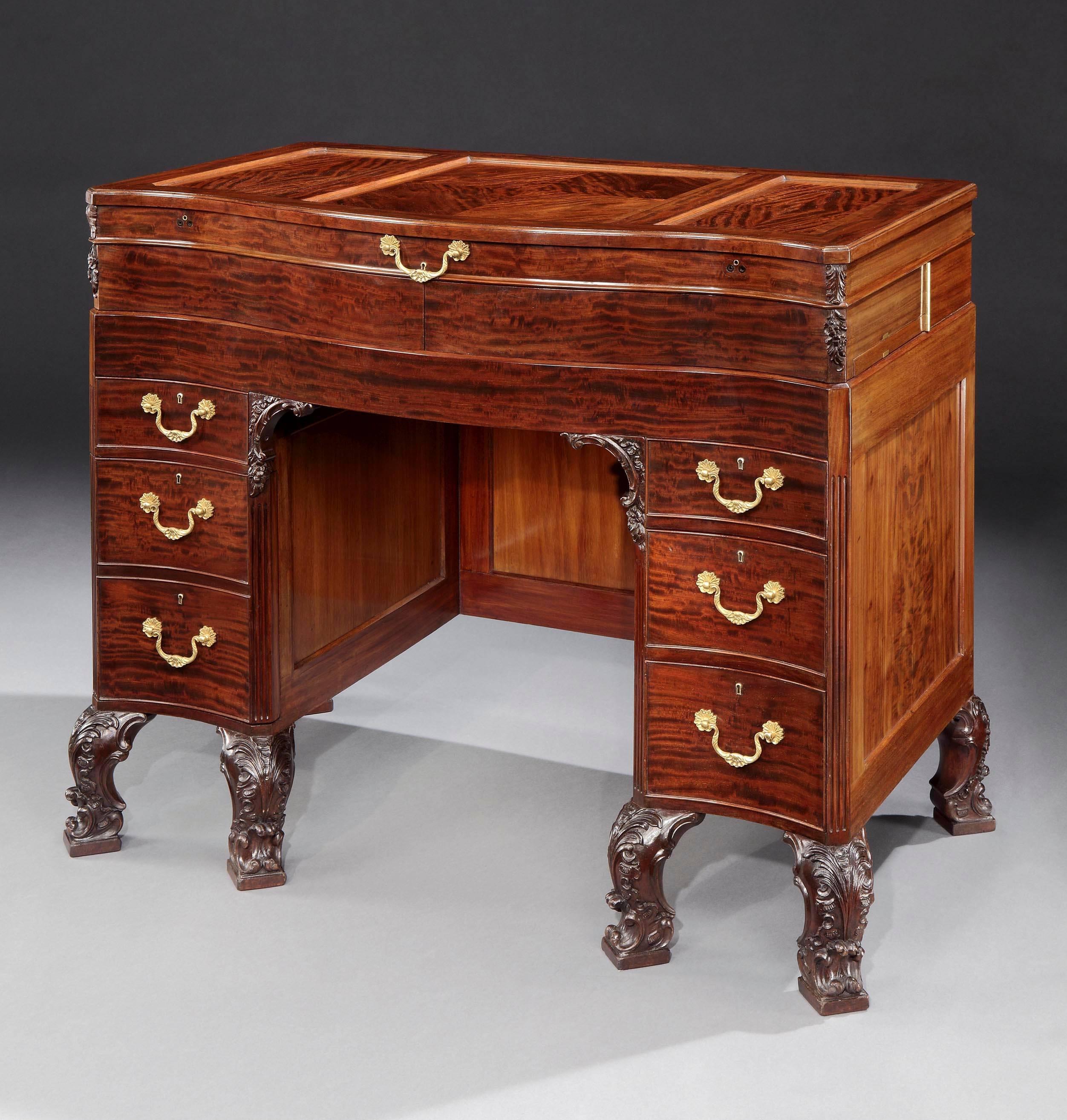 A remarkable ladies dressing table made by the Goldsmiths & Silversmiths Co. of London for his Highness Nawab Sir Sadiq Mohammed Khan Abbasi the V of Bahawalpur.

Constructed in mahogany in the form of a kneehole desk with a modesty screen, rising