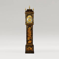 Horloge de parquet chinoiseries du 18e siècle en laque noire