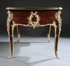 French Kingwood and Gilt Bronze-Mounted Bureau Plat with Leather Top
