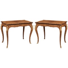 Pair of English Burr Walnut Card Tables Attributed to Gillows of Lancaster