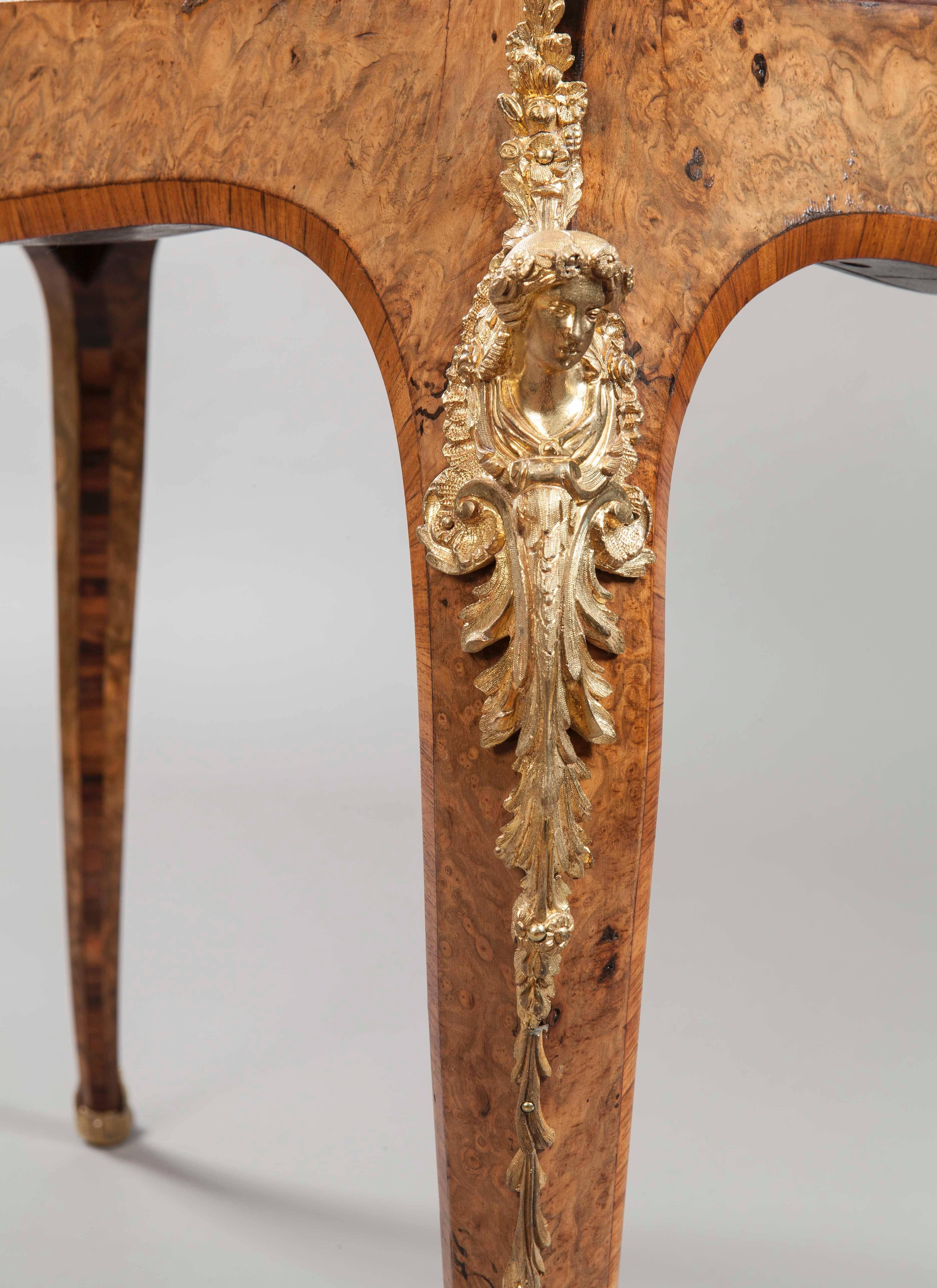 Louis XV Pair of English Burr Walnut Card Tables Attributed to Gillows of Lancaster For Sale