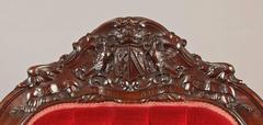 William IV Carved Mahogany Library Armchair with Red Velvet Upholstery