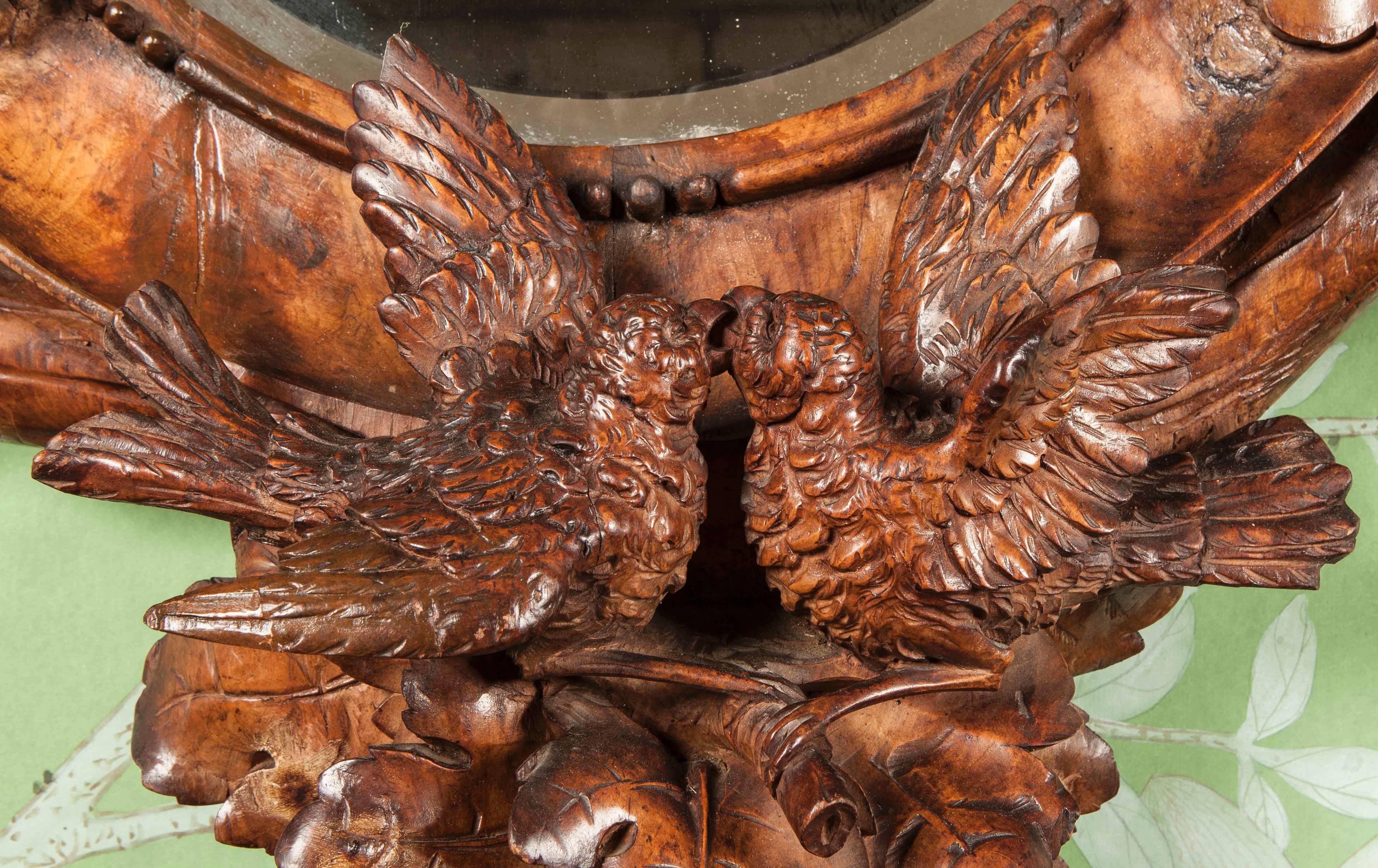 Renaissance 19th Century Italian Carved Walnut Console Table and Mirror For Sale