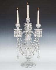 Pair of Antique Cut-Glass Candelabra