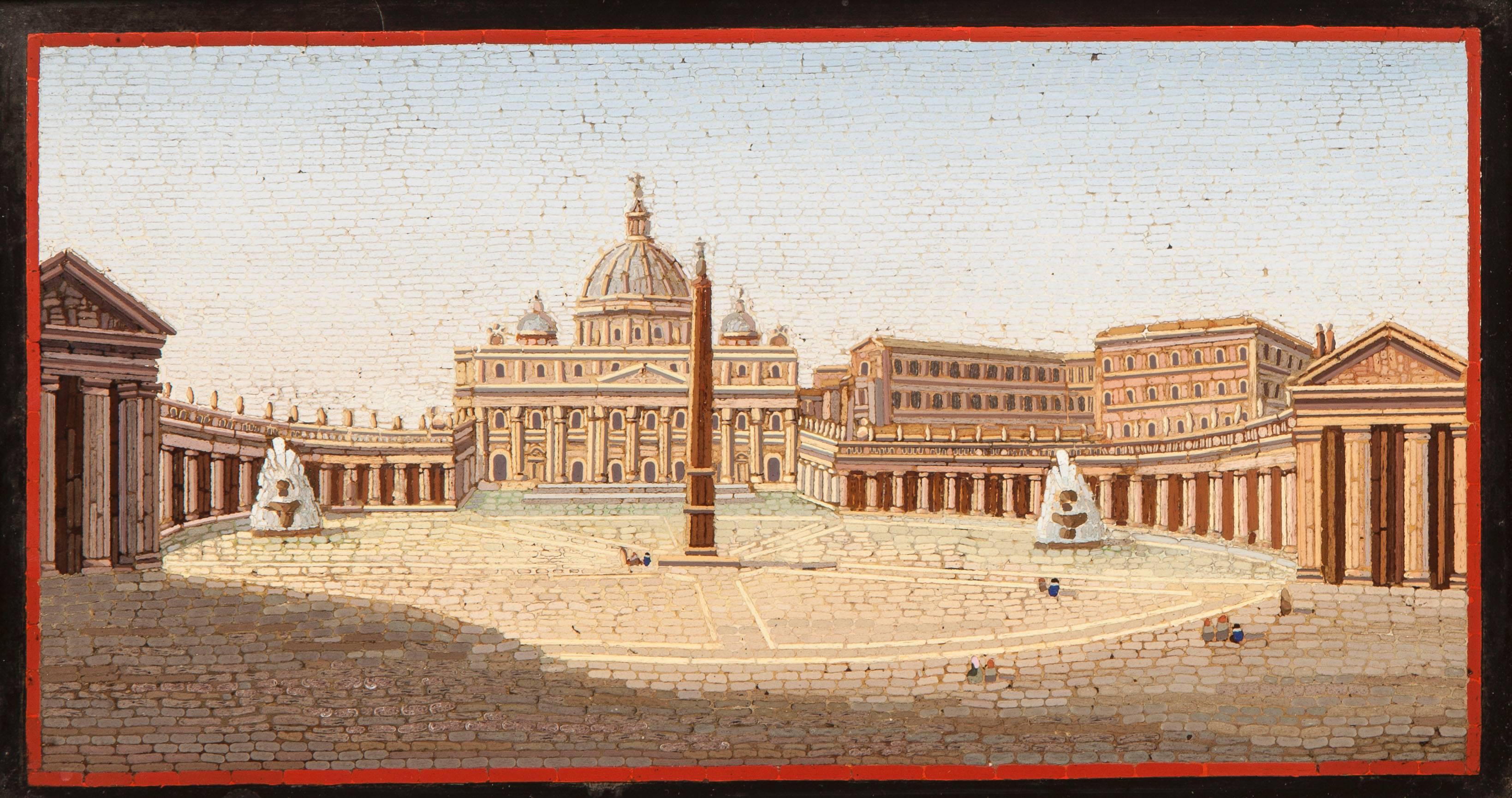 Classical Roman 19th Century Micromosaic 'Grand Tour' Decorative Box of Architecture Scenes 