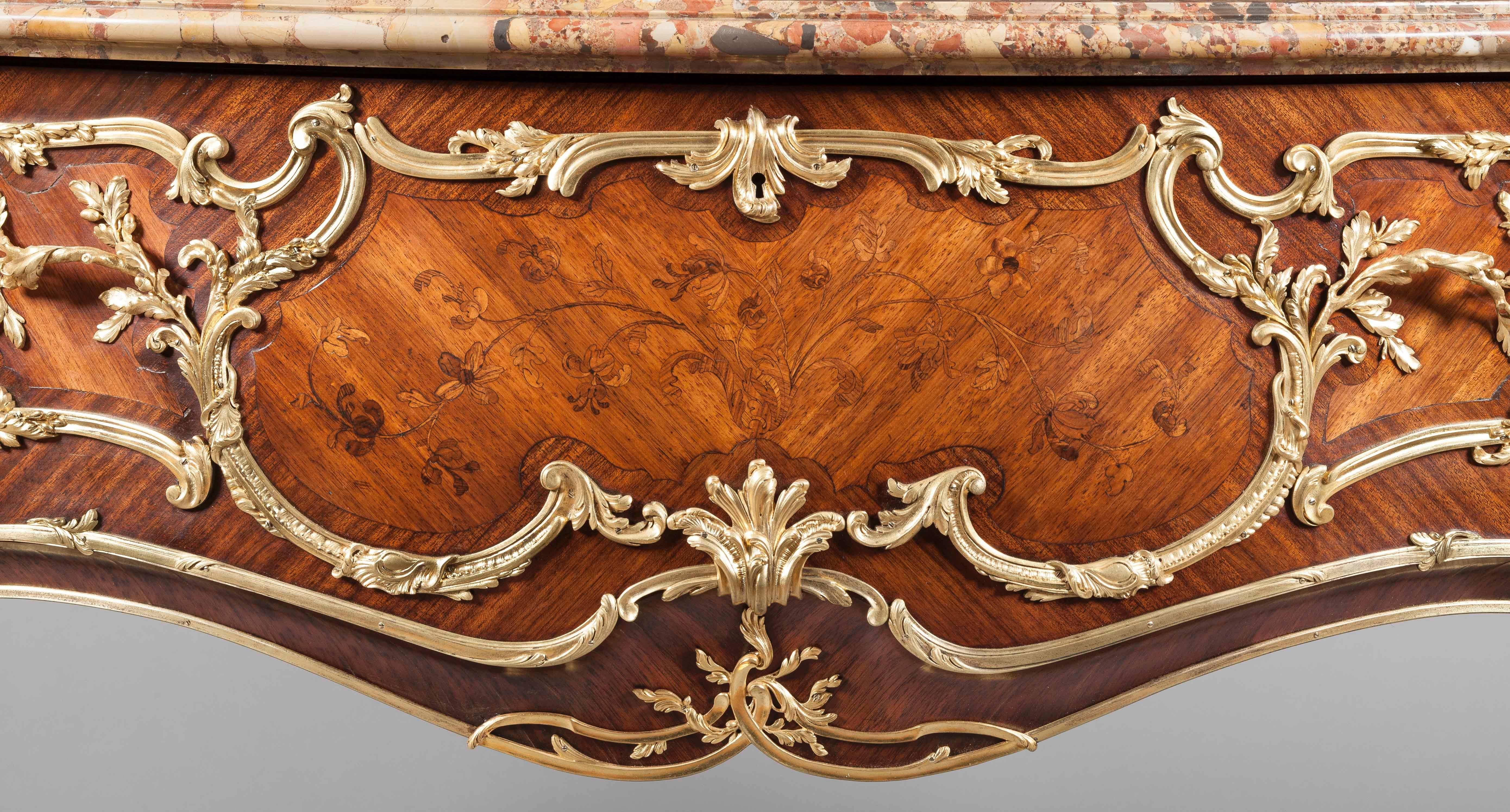 Louis XVI French 19th Century Kingwood, Ormolu and Marble Topped Commode