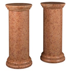 Pair of Orange Pink Breccia Marble Pedestals, Circa 1870