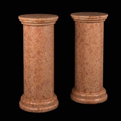 Pair of Orange Pink Breccia Marble Pedestals, Circa 1870