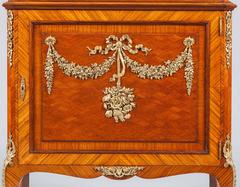 French Kingwood Parquetry and Floral Ormolu-Mounted Cabinet, 19th Century