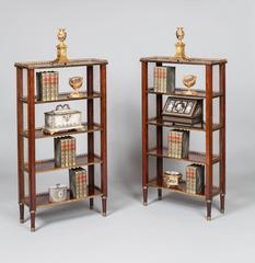 Pair of French Mahogany and Bronze Open Bookcases