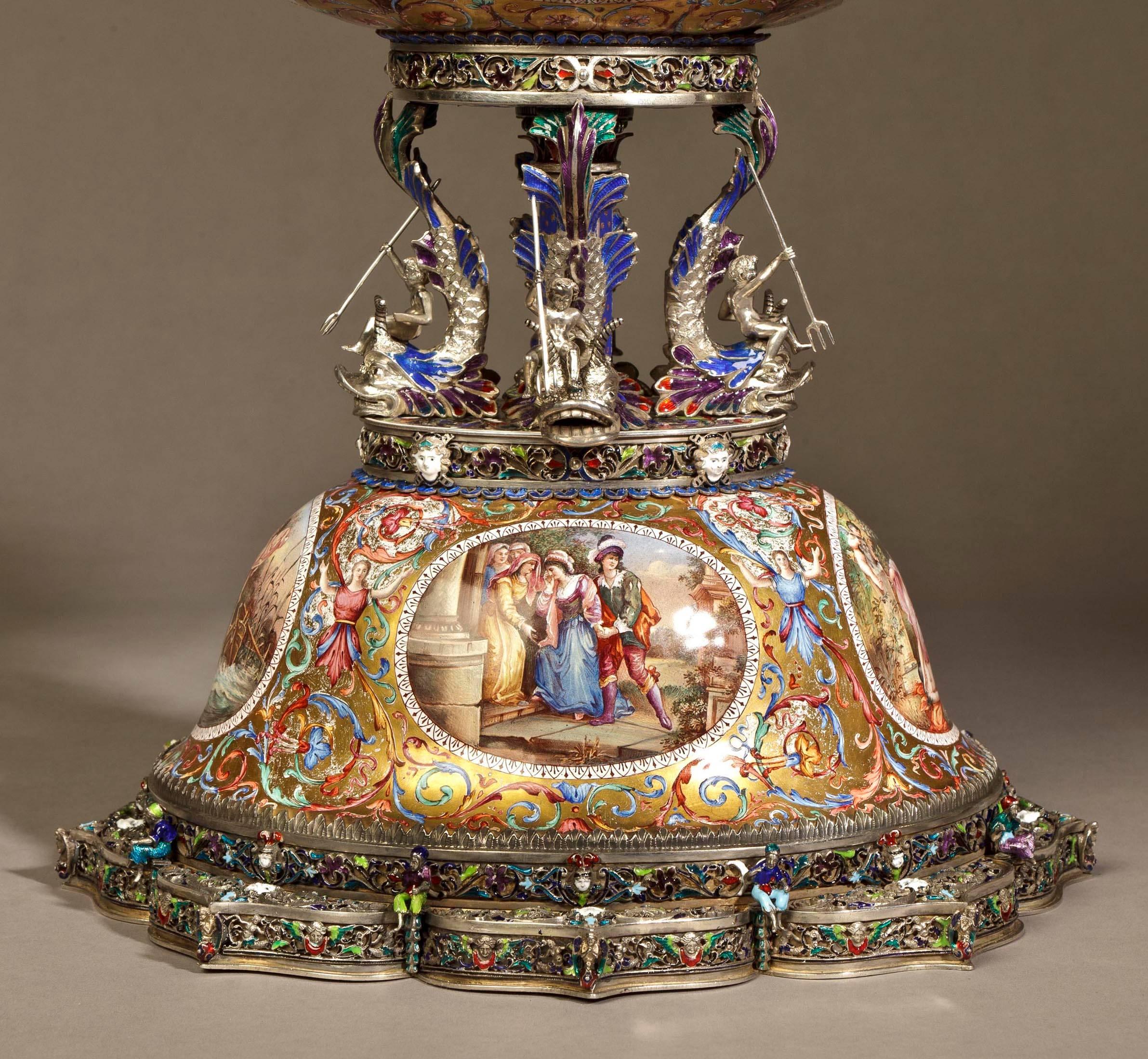 Renaissance Revival 19th Century Viennese Nef of Silver and Enamel by Hermann Böhm