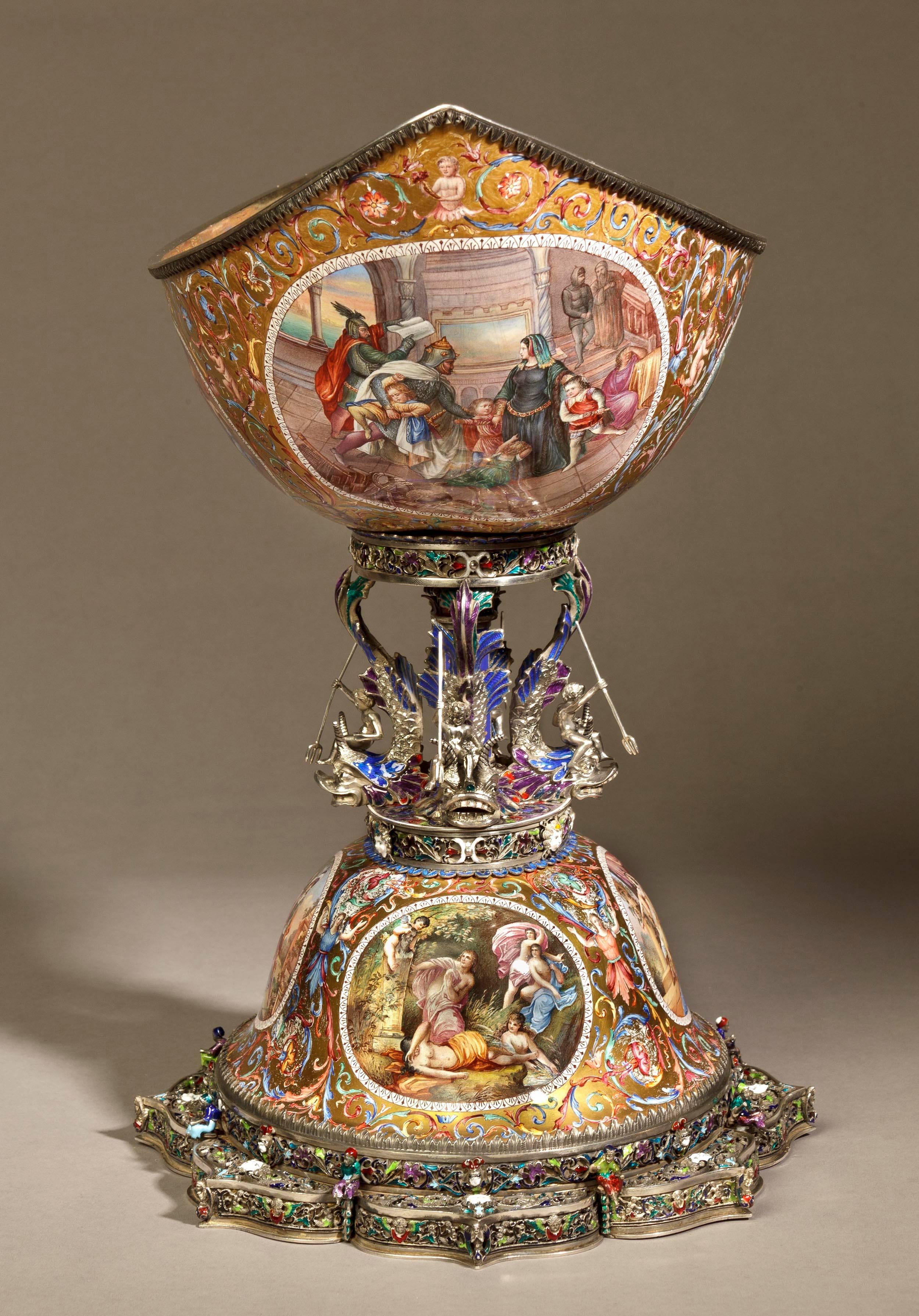 19th Century Viennese Nef of Silver and Enamel by Hermann Böhm 2