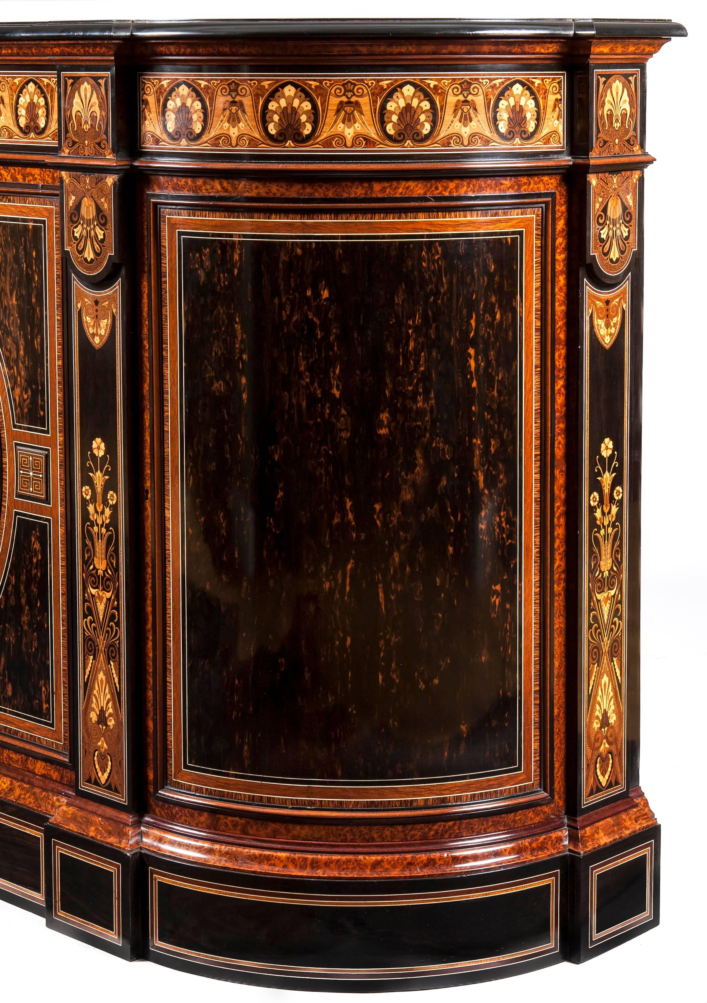 A very fine enclosed cabinet of the aesthetic period
Firmly attributed to Jackson & Graham of London
 
Constructed using, befitting the aims of the Aesthetic Period, the very finest and rarest woods, including a beautifully grained coromandel
