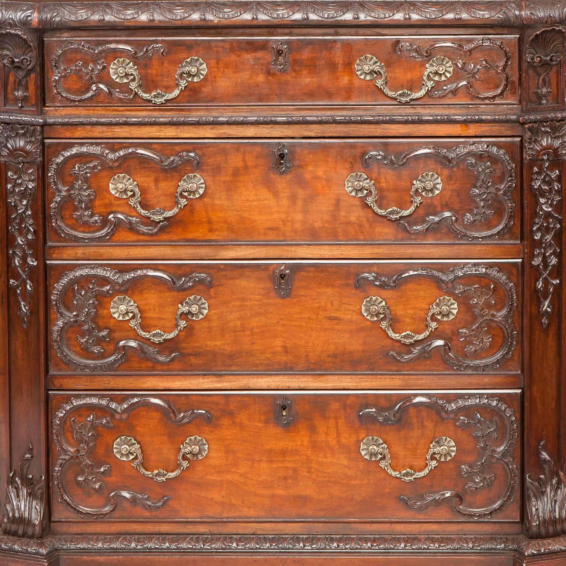 George II English Mahogany and Leather Octagonal Library Desk, 19th Century