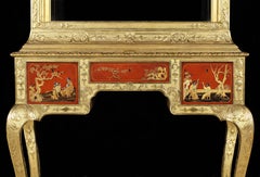 Pair of 20th Century English Cabinets with Gold and Red Lacquer Scenes