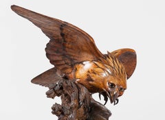Carved Wooden Black Forest Group of an Eagle and Chamois
