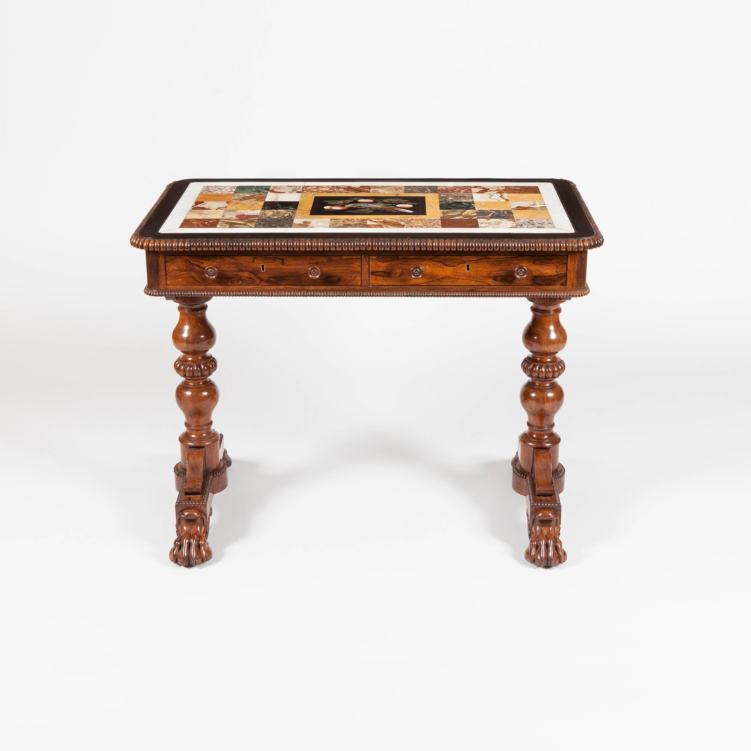 George IV 19th Century Georgian Table with Italian Pietra Dura and Specimen Marble Top For Sale