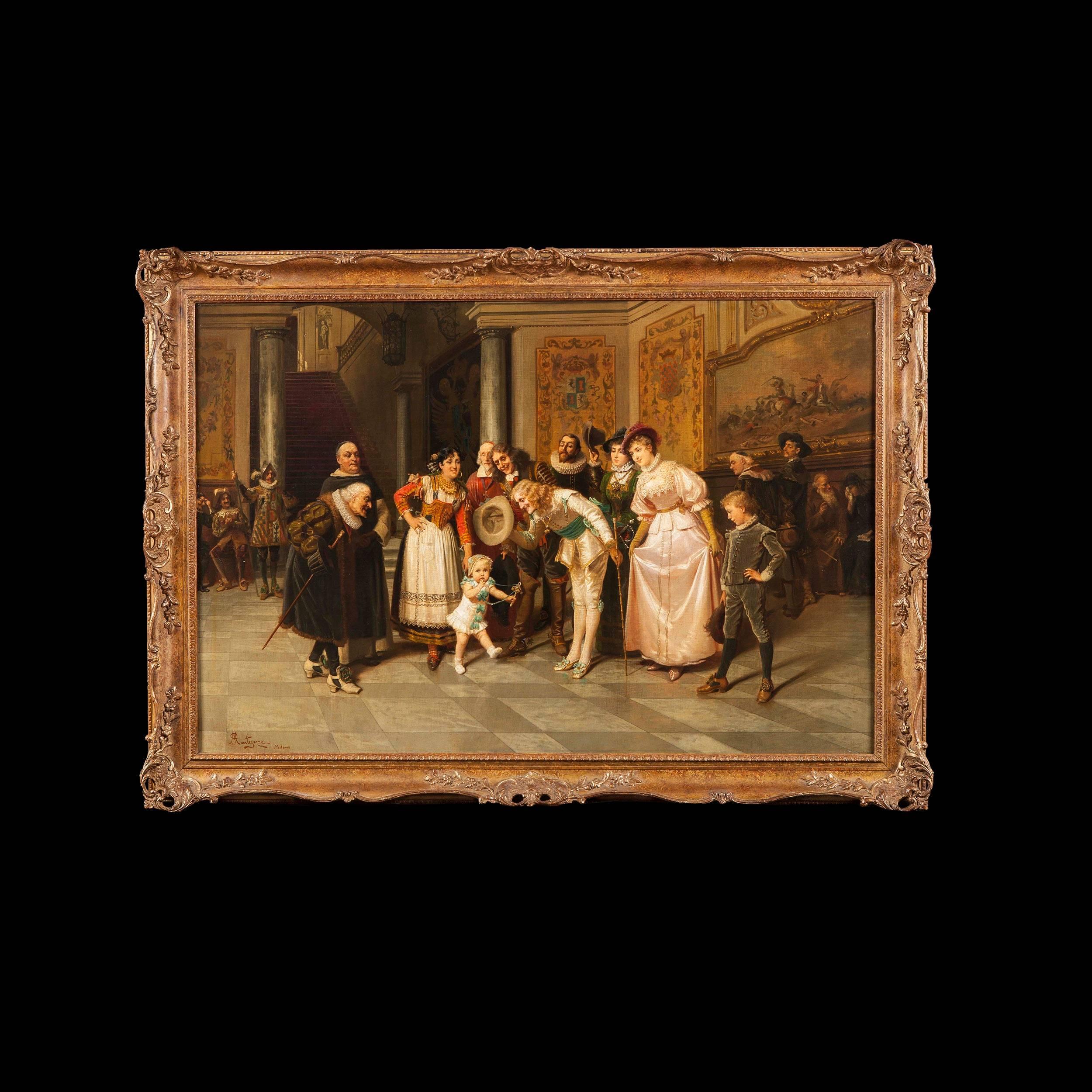 A fine pair of interior scenes by Giacomo Mantegazza

Depicting 'Introduction to Court' and 'The Dancing Lesson', two oil on canvas paintings, in the 18th century manner, signed and inscribed G. Mantegazza Milano, lower left.
Italy

Sight Size: