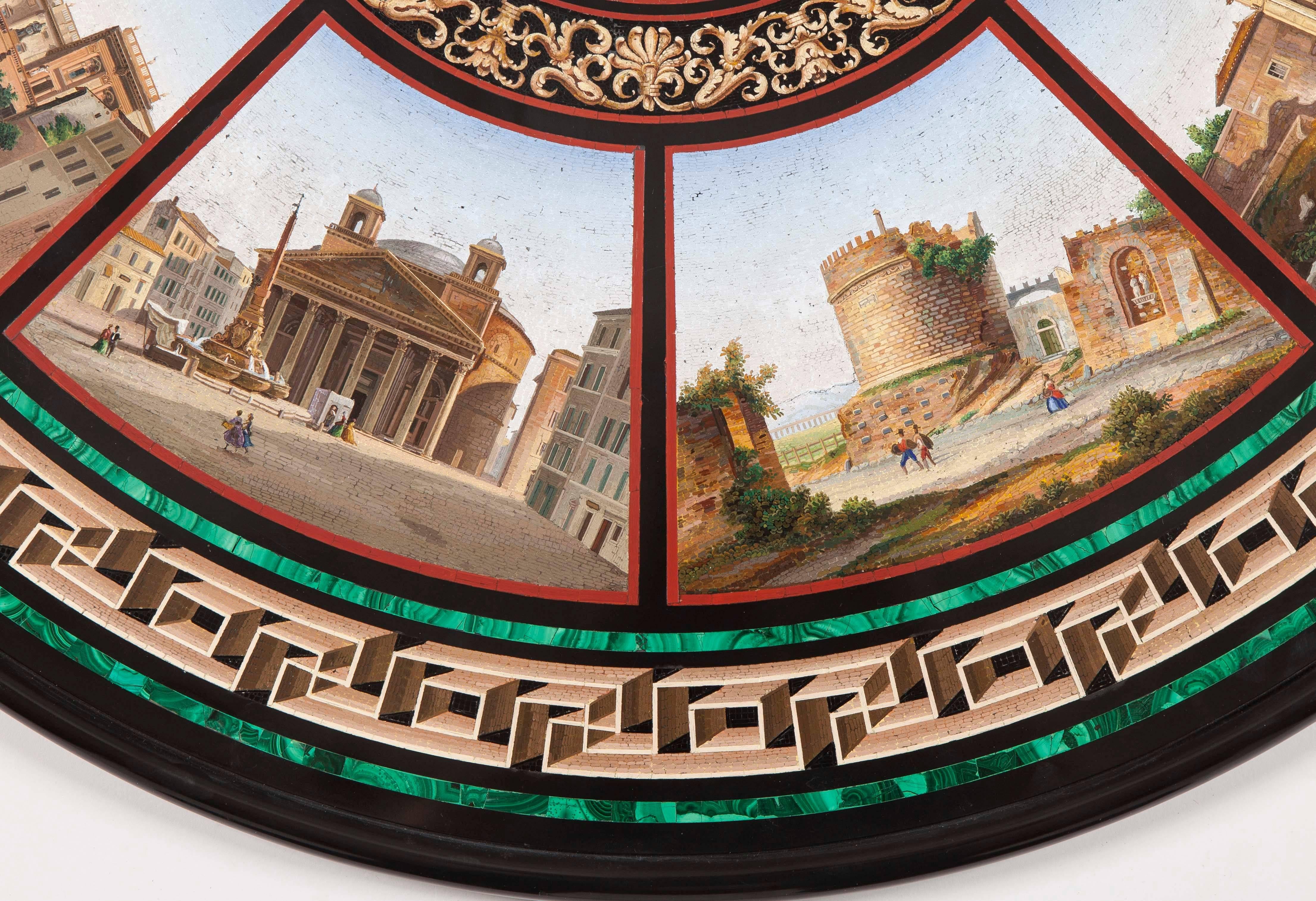 Italian 19th Century Grand Tour' Giltwood and Micromosaic Centre Table with Roman Scenes For Sale