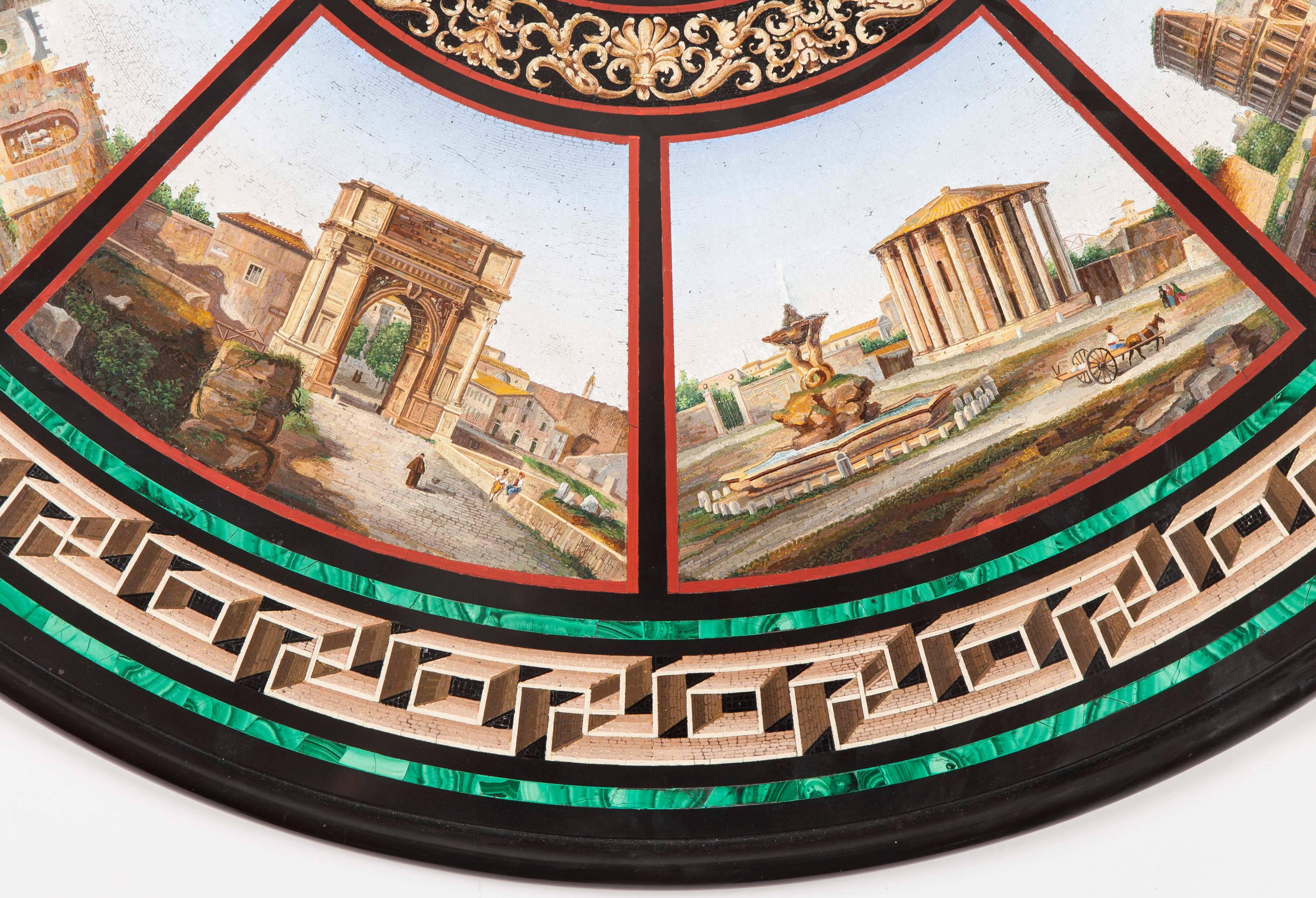 Hand-Carved 19th Century Grand Tour' Giltwood and Micromosaic Centre Table with Roman Scenes For Sale
