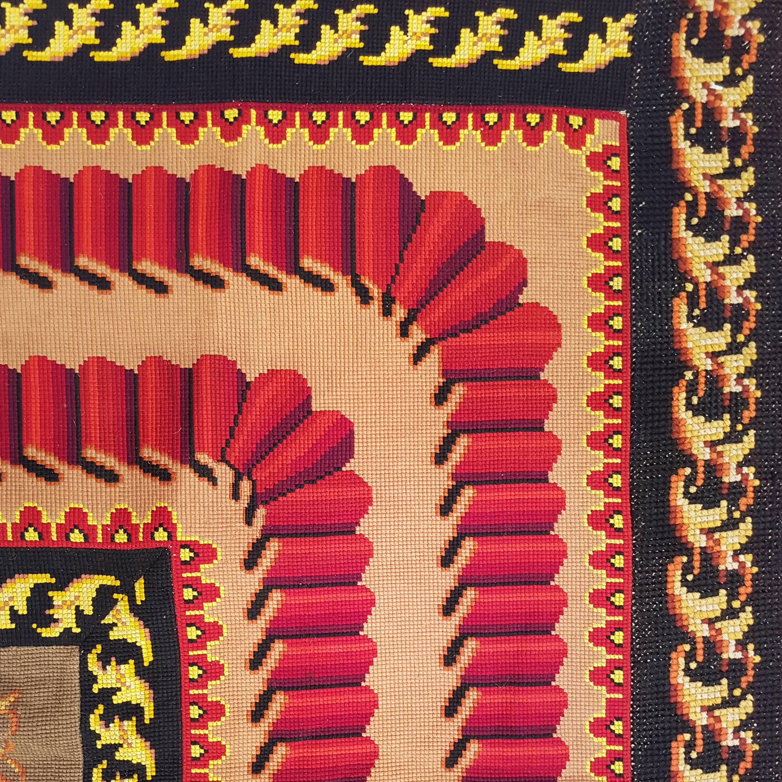 Hand-Woven Fine Antique English Needlepoint Carpet