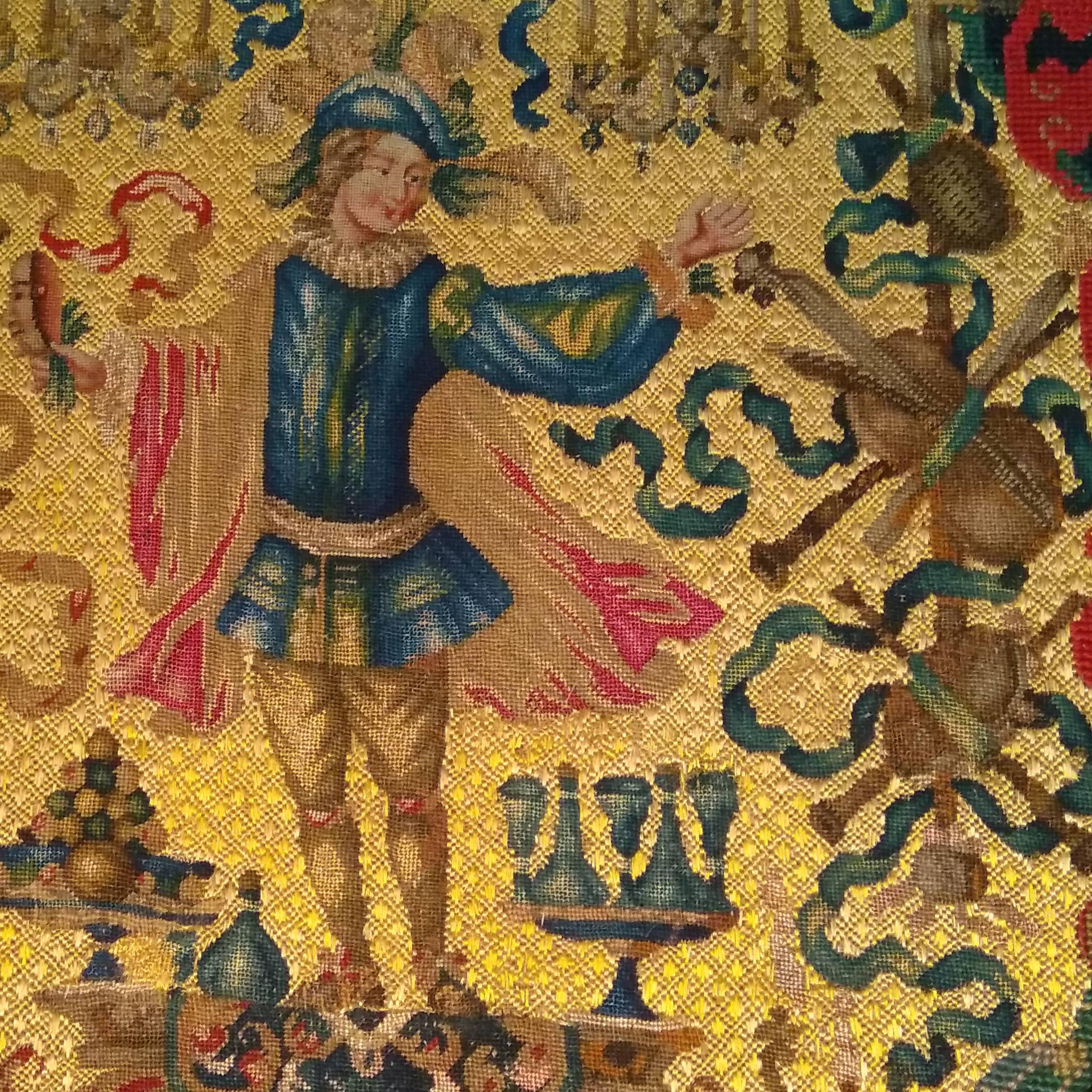 French Needlepoint Picture Depicting an Allegory of Music