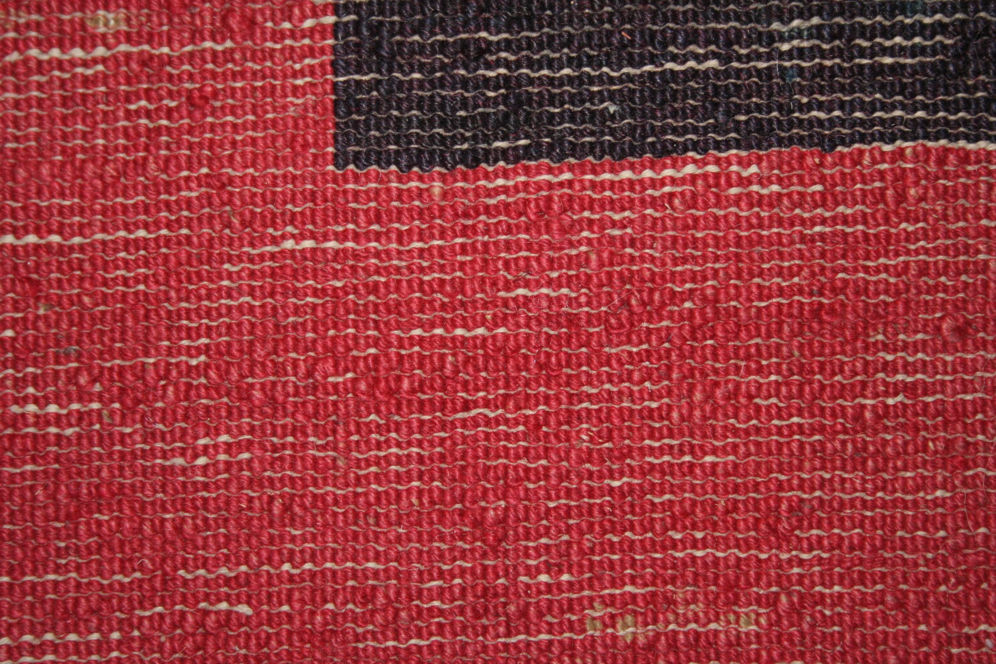 Wool Fine Antique Chinese Minimalist Rug with Aubergine Background and Red Border
