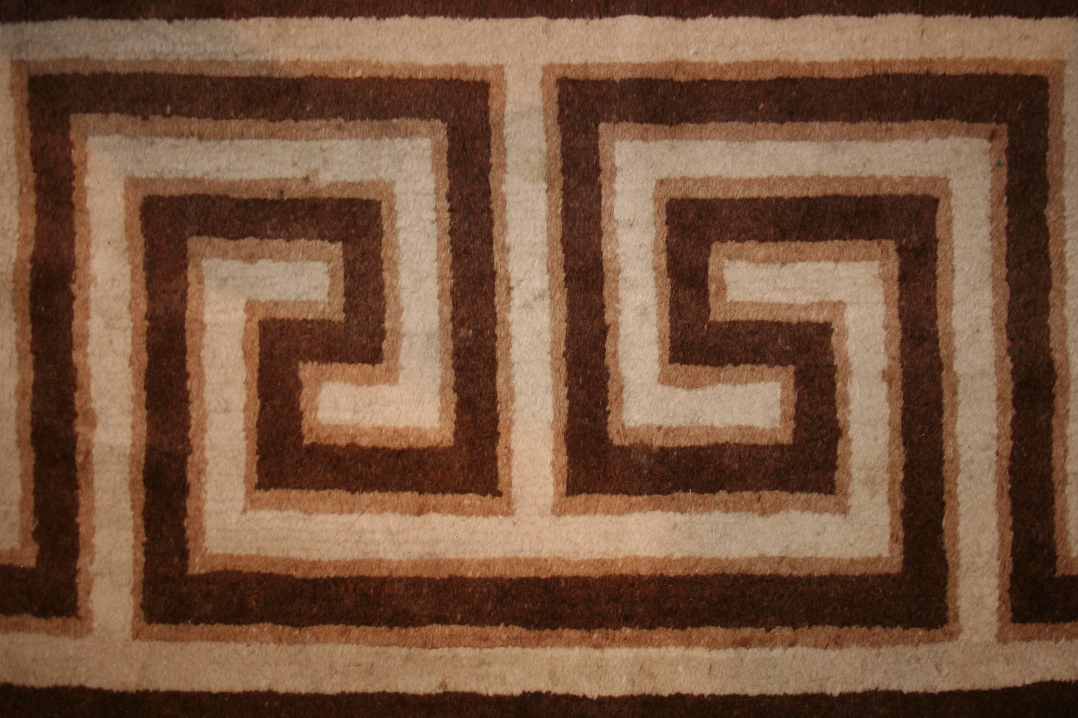 Antiker geometrischer mongolischer chinesischer Teppich (Qing-Dynastie) im Angebot