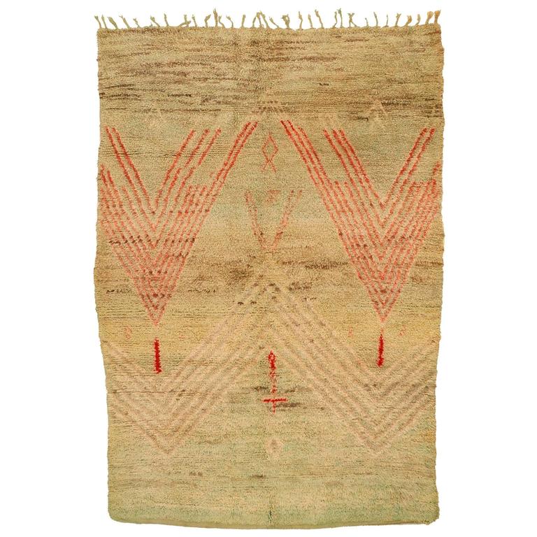 Rare Celadon Green Beni Mguild Berber Carpet For Sale at 1stdibs