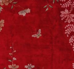 Stunning Lacquer Red Chinese Art Deco Carpet