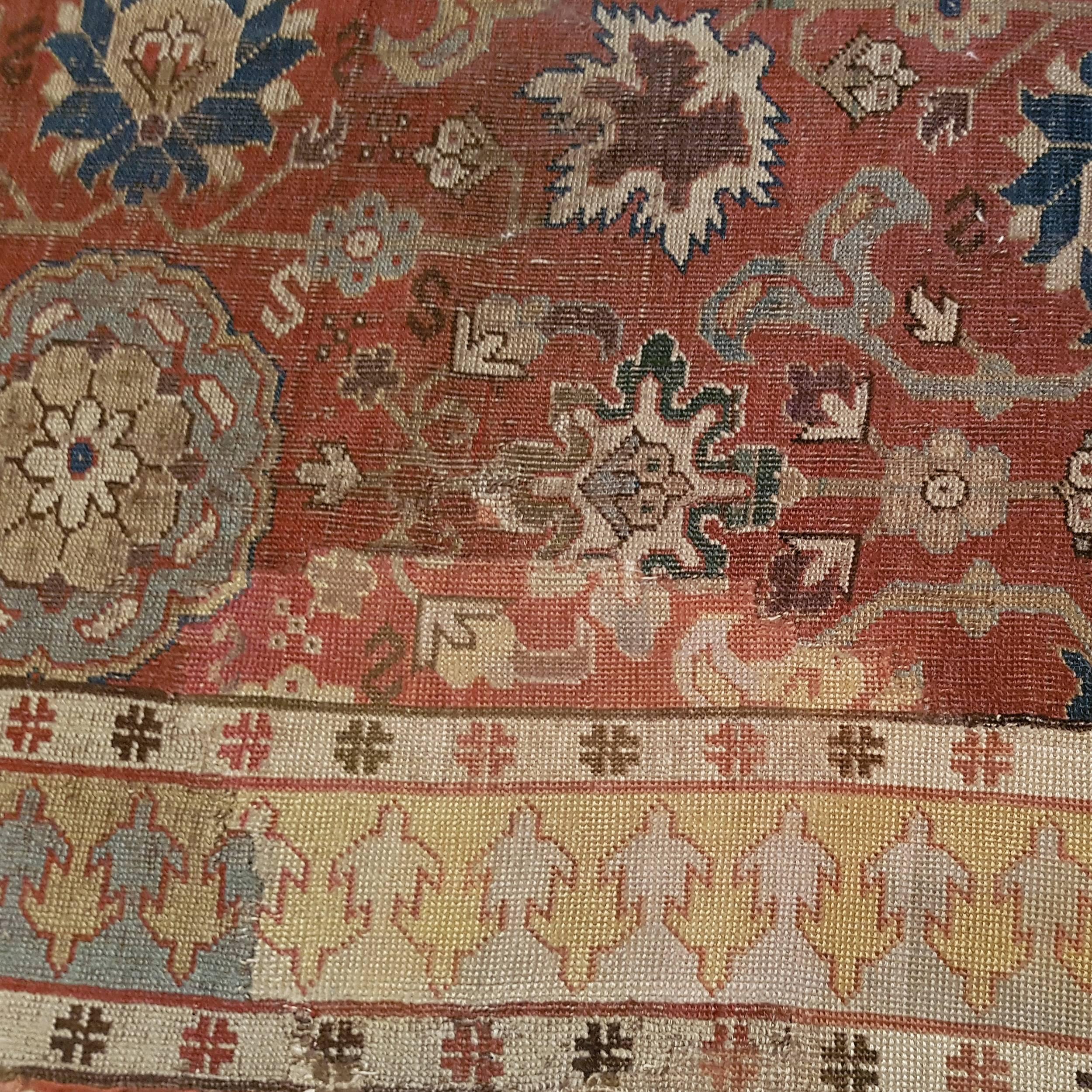 Hand-Knotted 18th Century Caucasian Carpet with Harshang Pattern For Sale