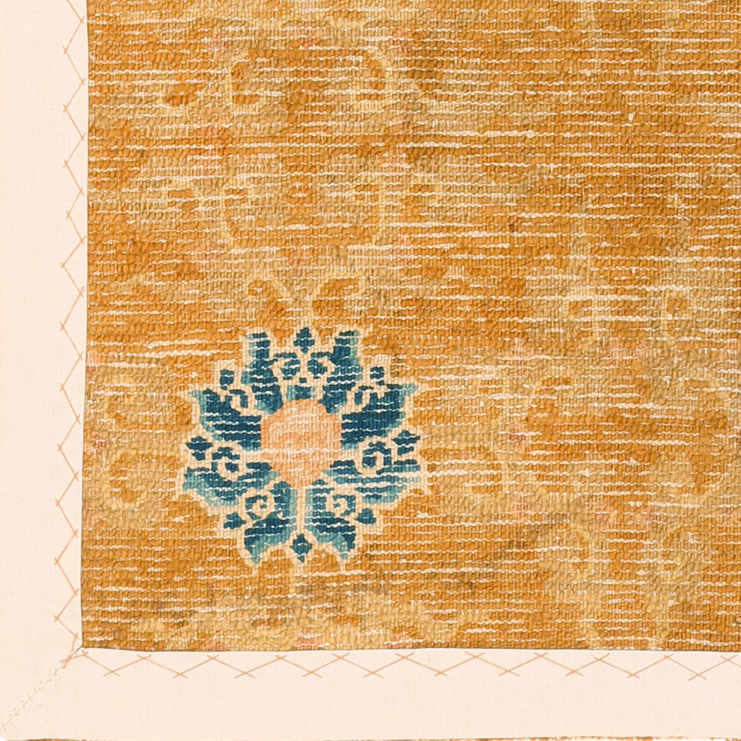 Hand-Knotted Fragment of the Antique Tiffany Chinese Carpet with Lotus Flowers For Sale