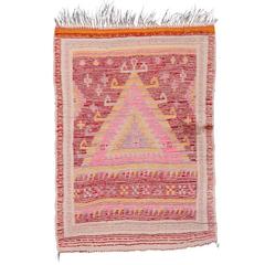 Antique Red Ilme Tulu Niche Design Anatolian Rug