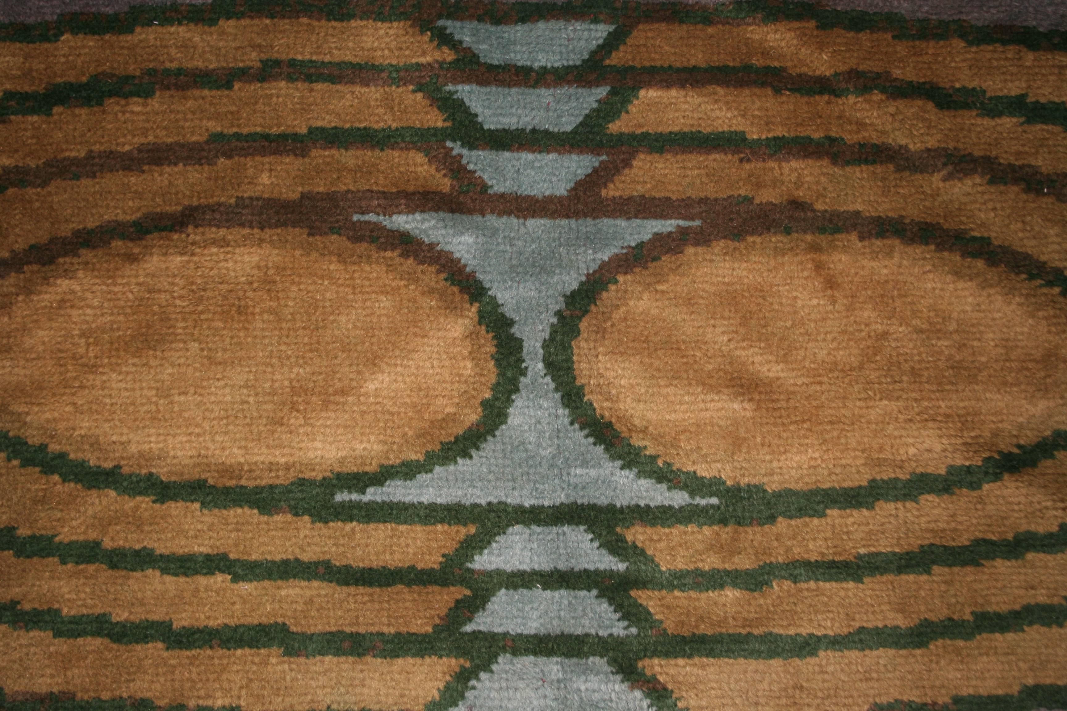 Hand-Knotted Rare Wiener Werkstätte Carpet Designed by Otto Prutscher