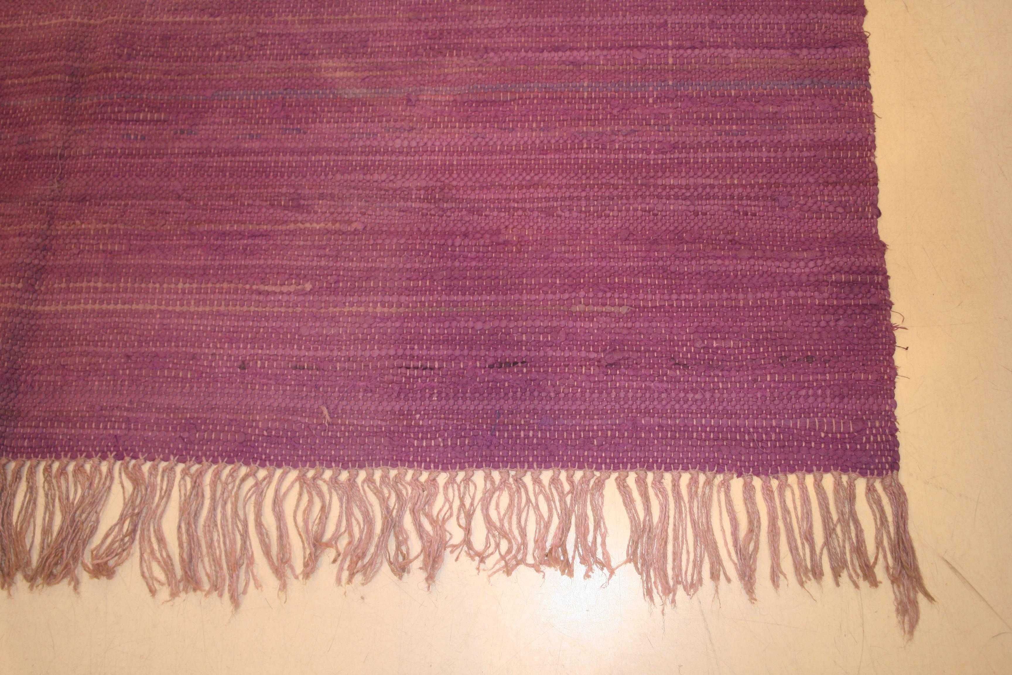 Moroccan Vintage Minimalist  Berber Monochrome Purple Kilim Rug For Sale