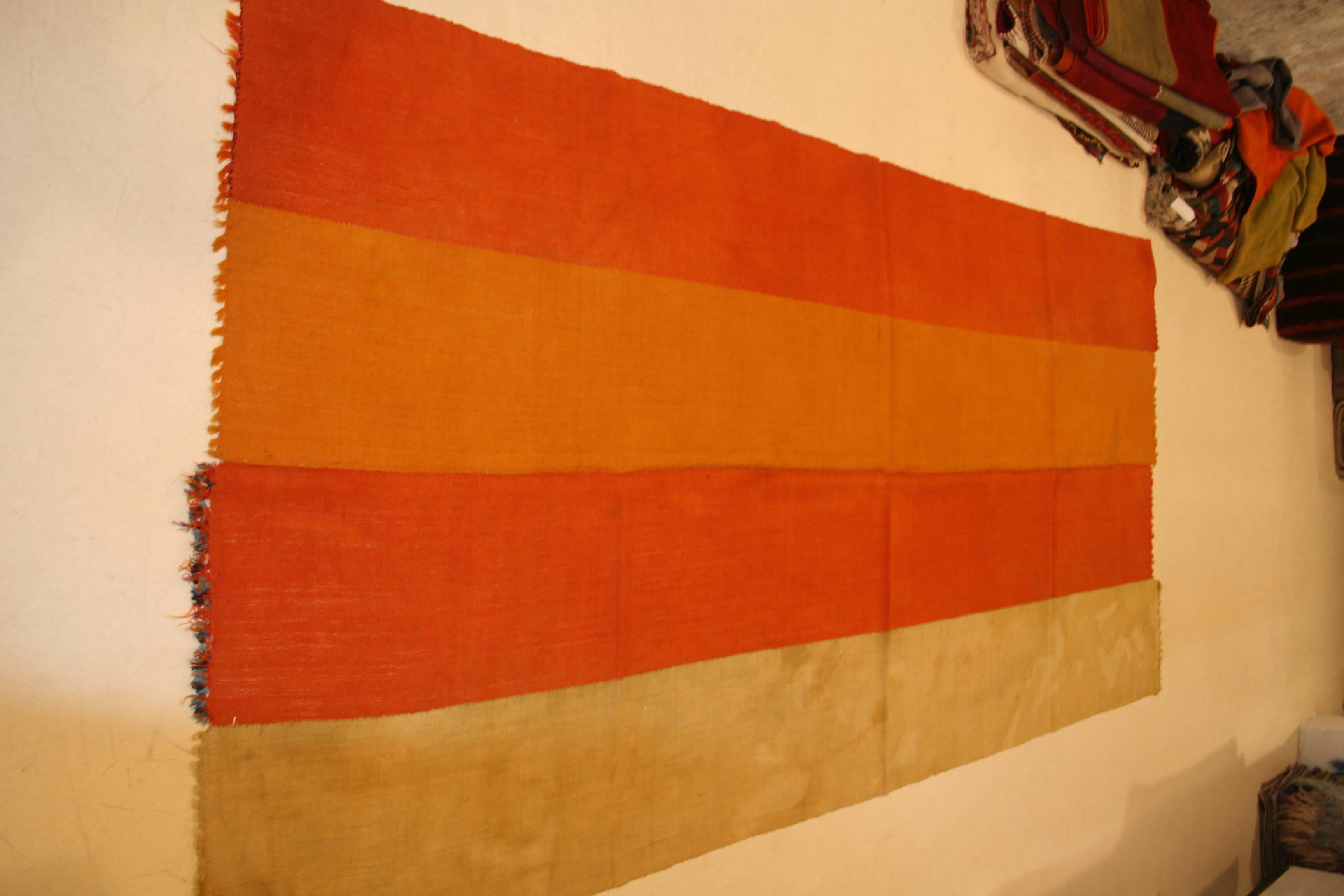 Woven in three very subtle colors, this Turkish wool flat-weave was used by Kurdish nomadic tribes located around the area of Sivas as a tent divider, hanging from the ceiling of the tent creating a partition. Called 'perdeh', which means curtain in