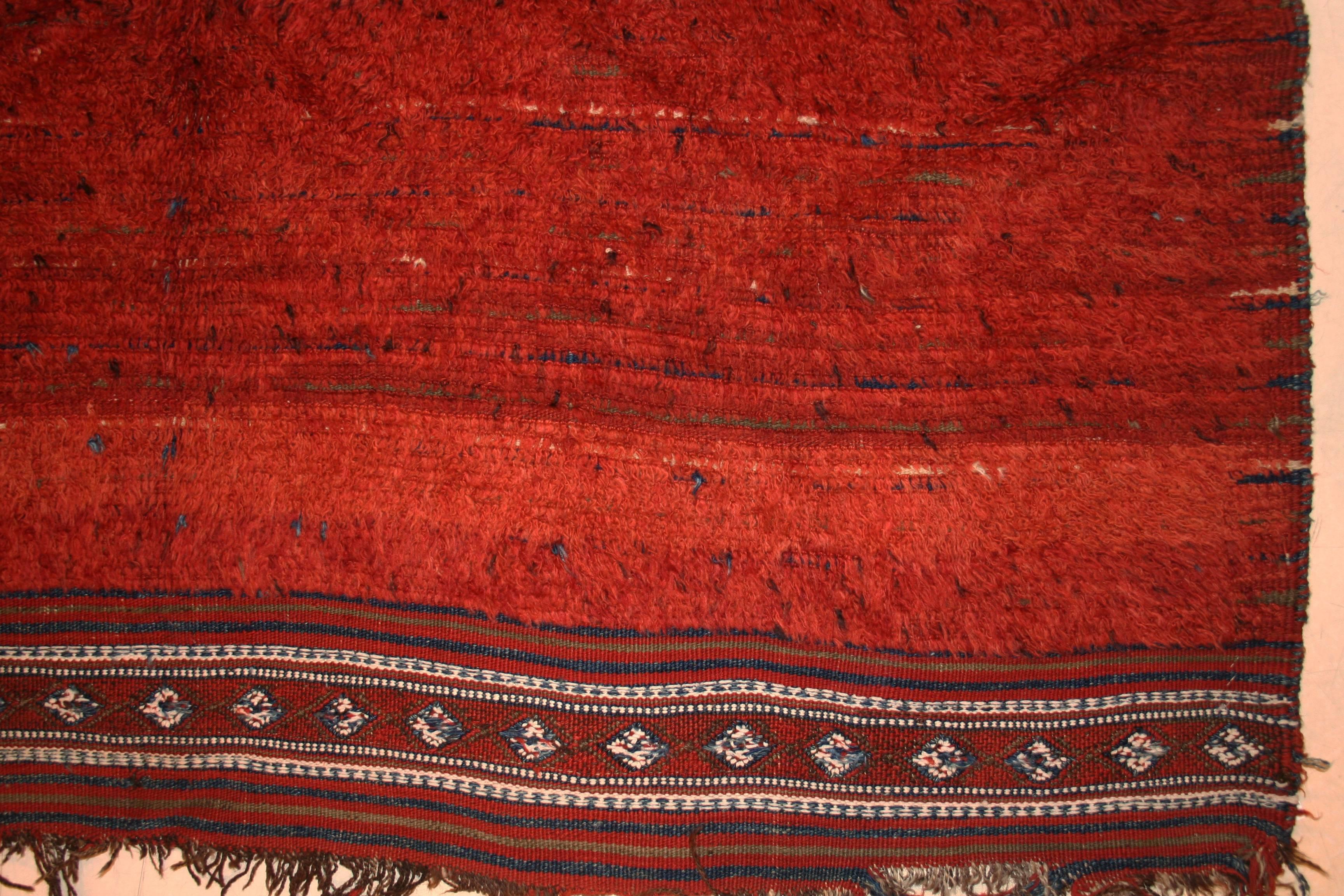 Uzbek Rare Antique Central Asian Minimalist Tribal Rug For Sale