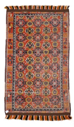 Antique Chinese Rug with Brocade Pattern