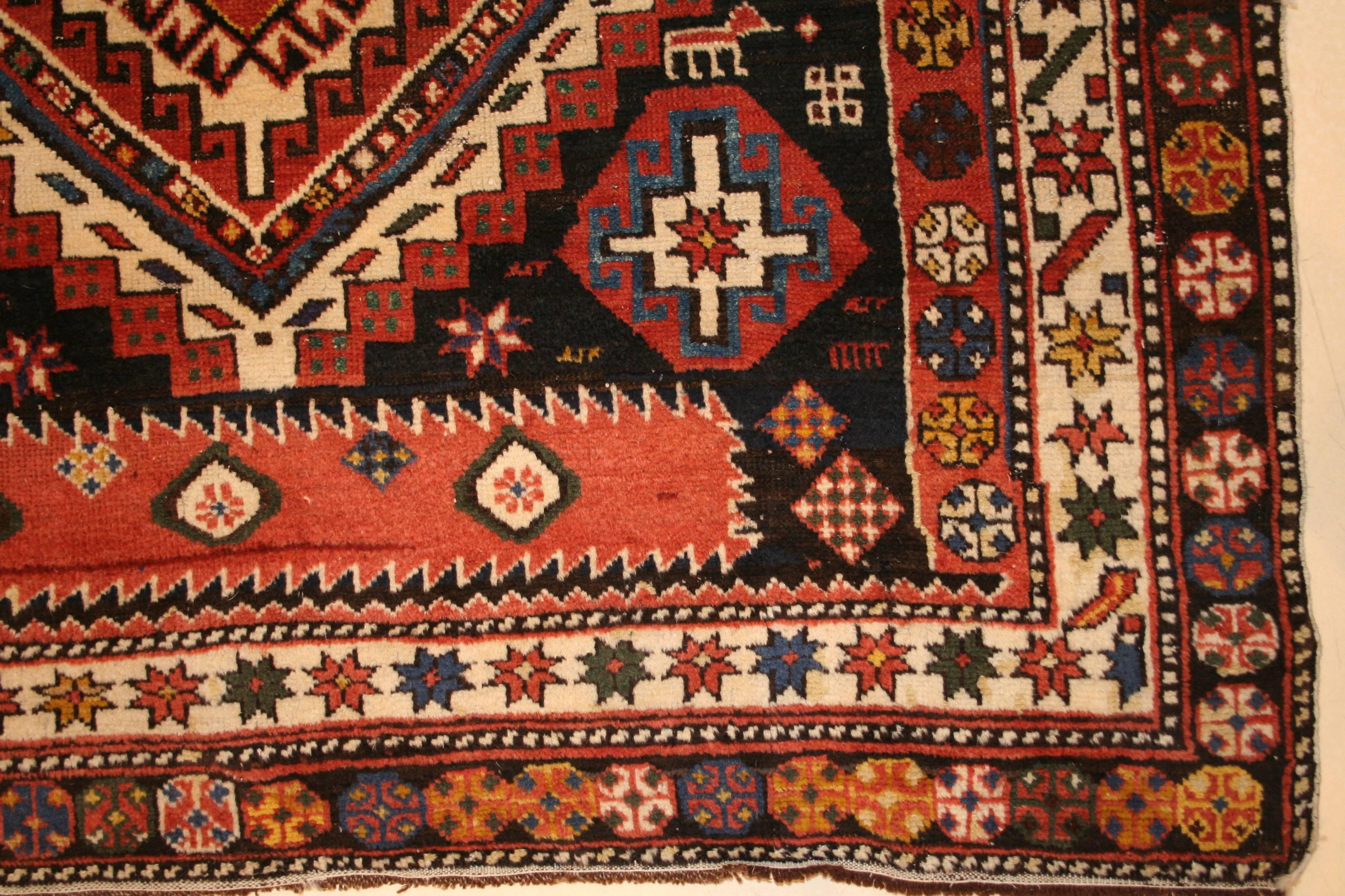 A rare antique Shirvan rug from the northeast Caucasus distinguished by a relatively large size. Caucasian rugs of this type are very finely woven and characterized by geometric patterns. The typical format for this family of rugs is either quite