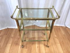Hollywood Regency Brass and Glass Vitrine-Top Cocktail Cart or Server