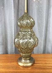 Monumental Champagne-Colored Murano Glass and Brass Table Lamp by Marbro