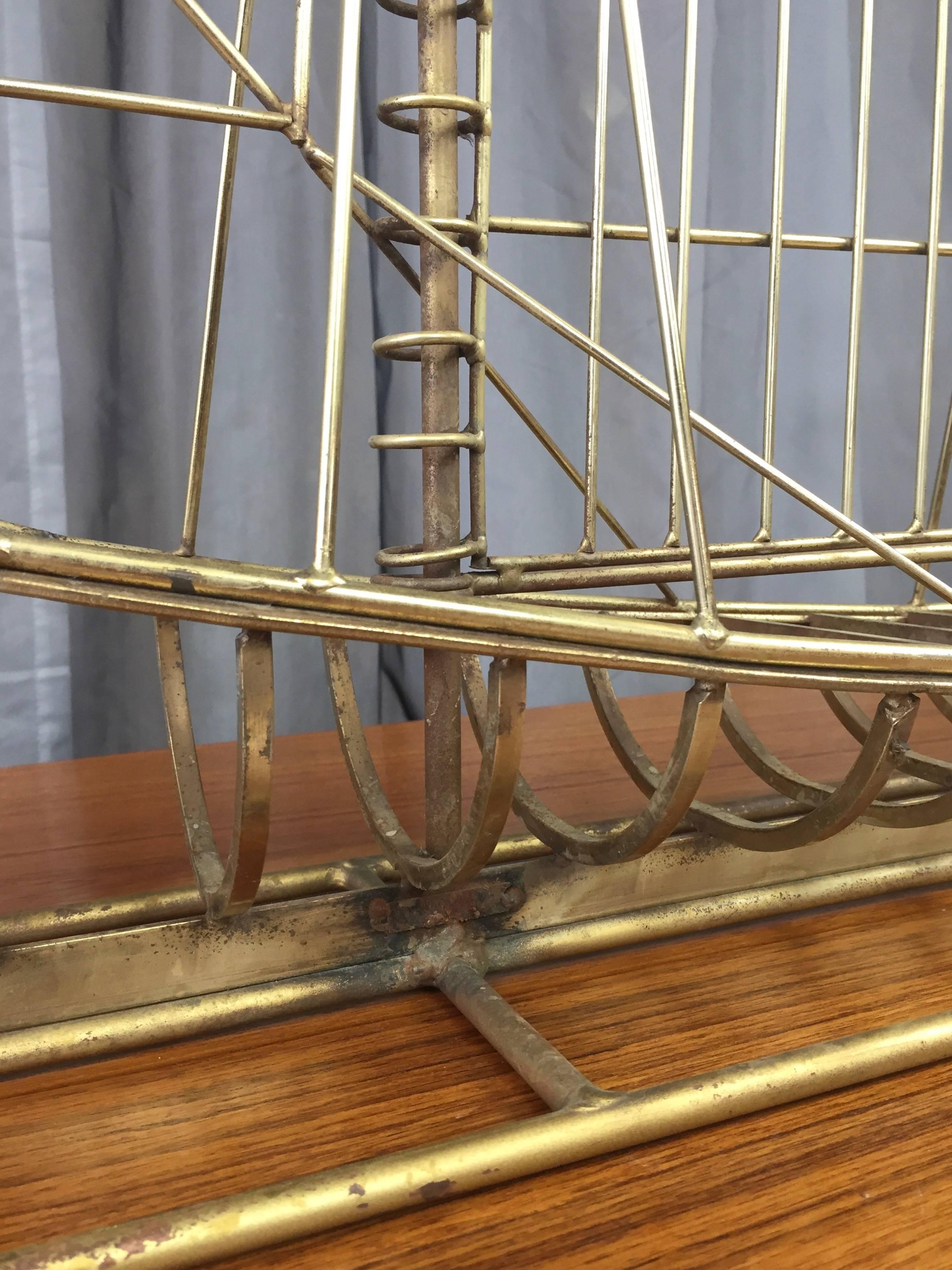 Curtis Jeré Brass-Colored Metal Clipper Ship Sculpture, Signed In Good Condition For Sale In San Francisco, CA