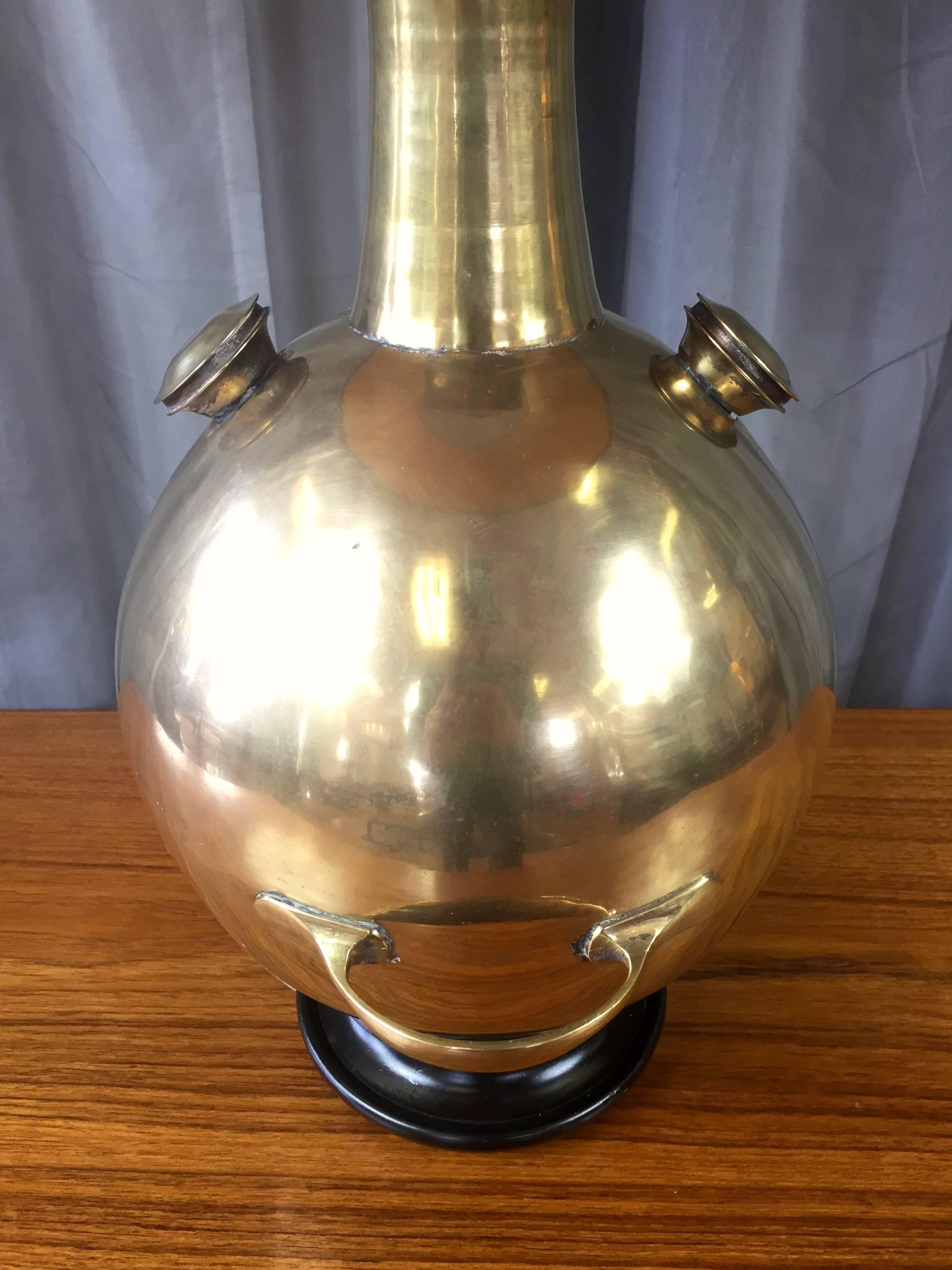 Mid-Century Modern Monumental Marbro Brass “Diving Bell” Table Lamp
